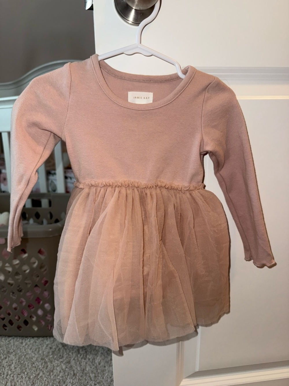 Jamie Kay Blush Tulle Long-Sleeve Baby Dress
